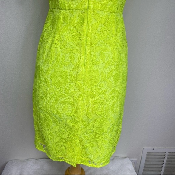 J. Crew Collection Neon Yellow Crochet Sleeveless Sheath Dress Size 4 Classic - Picture 8 of 16